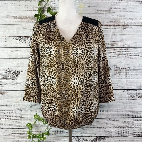 The Limited Blouse Top size Medium Cheetah Leopard Career Church Jungle Modest - Picture 1 of 13
